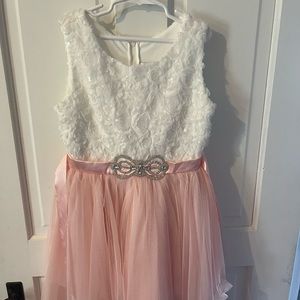 Emily Rose Girls White and Pink dress size 12, brand new without tags